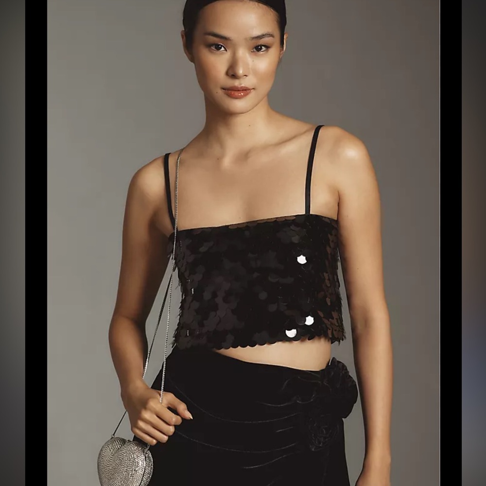 NWT Anthro Paillette sequin crop top
